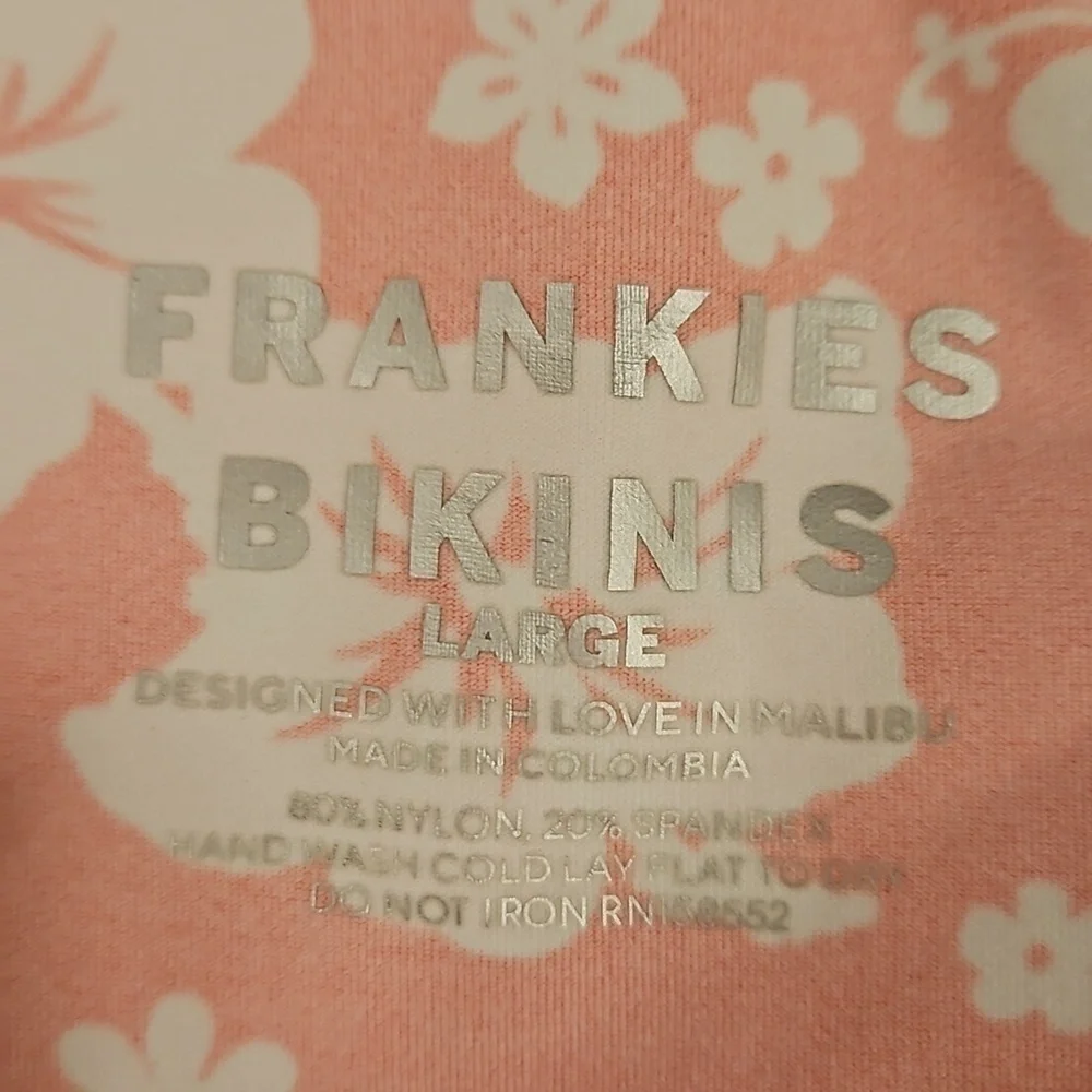 💕FRANKIES BIKINIS Keira Floral One Shoulder Bikini Top Coconut Girl Large NWT